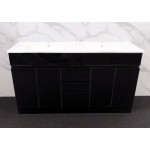Vanity - Free standing 1500mm Glossy Black Series - Double Basins